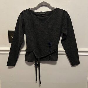 NWT Banana Republic Charcoal Gray Boat Neck Top with Tie-Waist - Size XS